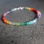 Multi Gemstone Rondelle 3-4mm Faceted beads adjustable stacking bracelet | STK-4757