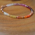 Multi Gemstone Rondelle 3-4mm Faceted beads adjustable stacking bracelet | STK-4773