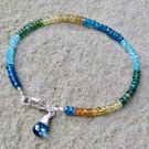 Multi Gemstone Rondelle 3-4mm Faceted beads adjustable stacking bracelet | STK-4776