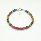 Multi Sapphire Rondelle 3-4mm Faceted beads adjustable stacking bracelet | STK-4811