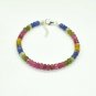 Multi Sapphire Rondelle 3-4mm Faceted beads adjustable stacking bracelet | STK-4811