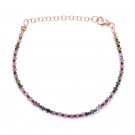 Multi Tourmaline Rondelle 3mm Faceted beads adjustable stacking bracelet | STK-4908