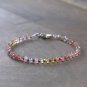 Multi Tourmaline Rondelle 4mm Faceted beads adjustable stacking bracelet | STK-4914