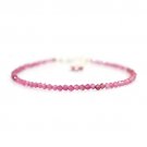 Pink Tourmaline Round 2-2.5mm Faceted beads adjustable stacking bracelet | STK-5138