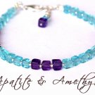 Amethyst & Apatite Cube 3.5-4mm Smooth beads adjustable stacking bracelet | STK-0375