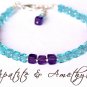Amethyst & Apatite Cube 3.5-4mm Smooth beads adjustable stacking bracelet | STK-0375