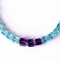 Amethyst & Apatite Cube 3.5-4mm Smooth beads adjustable stacking bracelet | STK-0375