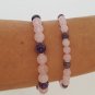 Amethyst, Rose Quartz Round 8mm Smooth beads adjustable stacking bracelet | STK-0520