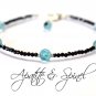 Apatite & Black Spinel Round 2-5mm Mix beads adjustable stacking bracelet | STK-0644