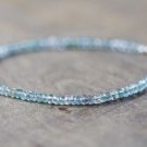 Aquamarine & Ruby Rondelle 3mm Faceted beads adjustable stacking bracelet | STK-0938
