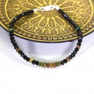 Black Ethiopian Opal Round 3mm Faceted beads adjustable stacking bracelet | STK-1044
