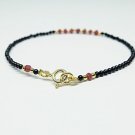 Black Onyx & Ruby Round 2-2.5mm Smooth beads adjustable stacking bracelet | STK-1152