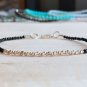 Black Tourmaline Round 2.5-3mm Faceted beads adjustable stacking bracelet | STK-1484