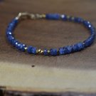 Blue Sapphire Rondelle 4-4.5mm Faceted beads adjustable stacking bracelet | STK-1708
