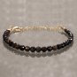 Ethiopian Black Opal Round 4mm Faceted beads adjustable stacking bracelet | STK-2580