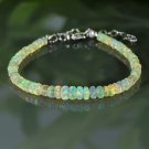 Ethiopian Opal Rondelle 4-4.5mm Smooth beads adjustable stacking bracelet | STK-2667