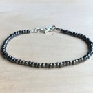 Hematite & Pyrite Rondelle 3mm Faceted beads adjustable stacking bracelet | STK-3525
