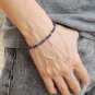 Lapis Lazuli & Pyrite Round 4mm Smooth beads adjustable stacking bracelet | STK-4328