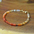 Mexican Fire Opal Rondelle 3mm Faceted beads adjustable stacking bracelet | STK-4580
