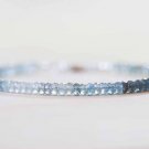 Moss Aquamarine Rondelle 3.5mm Faceted beads adjustable stacking bracelet | STK-4635