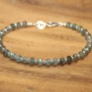 Moss Aquamarine Rondelle 3.5mm Faceted beads adjustable stacking bracelet | STK-4641