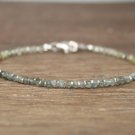 Moss Aquamarine Rondelle 2.5mm Faceted beads adjustable stacking bracelet | STK-4644