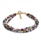 Multi Tourmaline Round 2-2.5mm Faceted beads adjustable stacking bracelet | STK-4875