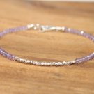 Pink Amethyst Rondelle 3-3.5mm Faceted beads adjustable stacking bracelet | STK-5078