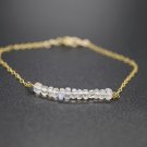 Rainbow Moonstone Rondelle 4mm Faceted beads adjustable stacking bracelet | STK-5240