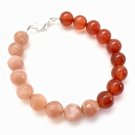 Sunstone & Carnelian Round 10mm Smooth beads adjustable stacking bracelet | STK-5492