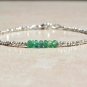 Zambian Emerald Rondelle 3.5mm Faceted beads adjustable stacking bracelet | STK-5615