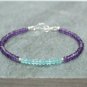 Amethyst & Apatite Rondelle 3mm Faceted beads adjustable stacking bracelet | STK-0377
