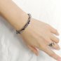 Black Rutilated Quartz Round 8mm Smooth beads adjustable stacking bracelet | STK-1190