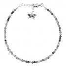 Black Rutile Quartz Round 2.5mm Faceted beads adjustable stacking bracelet | STK-1205
