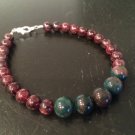 Bloodstone & Garnet Round 8-10mm Smooth beads adjustable stacking bracelet | STK-1504