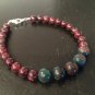 Bloodstone & Garnet Round 8-10mm Smooth beads adjustable stacking bracelet | STK-1504