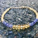 Citrine & Iolite Rondelle 3-4mm Faceted beads adjustable stacking bracelet | STK-2239