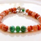 Emerald & Sunstone Rondelle 8mm Faceted beads adjustable stacking bracelet | STK-2554