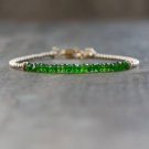 Green Tourmaline Rondelle 3.5mm Faceted beads adjustable stacking bracelet | STK-3443