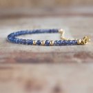 Iolite Water Sapphire Round 3mm Faceted beads adjustable stacking bracelet | STK-3752