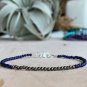 Lapis Lazuli & Pyrite Round 3mm Faceted beads adjustable stacking bracelet | STK-4327