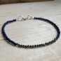 Lapis Lazuli & Pyrite Round 3mm Faceted beads adjustable stacking bracelet | STK-4327