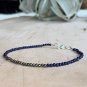 Lapis Lazuli & Pyrite Round 3mm Faceted beads adjustable stacking bracelet | STK-4327