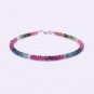 Multi Tourmaline Rondelle 3.5mm Faceted beads adjustable stacking bracelet | STK-4898