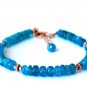 Neon Blue Apatite Rondelle 3.5mm Smooth beads adjustable stacking bracelet | STK-4972