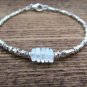 Rainbow Moonstone Square 4-4.5mm Smooth beads adjustable stacking bracelet | STK-5216
