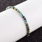 Tibetan Turquoise Round 3-3.5mm Faceted beads adjustable stacking bracelet | STK-5528