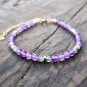 Amethyst & Labradorite Round 6mm Faceted beads adjustable stacking bracelet | STK-0420