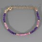 Amethyst & Pink Tourmaline Round 2mm Mix beads adjustable stacking bracelet | STK-0451