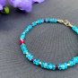 Apatite With Ruby Rondelle 2-3mm Faceted beads adjustable stacking bracelet | STK-0668